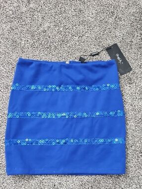 Rhapsody Royal Blue Sequin Stripe Mini Skirt